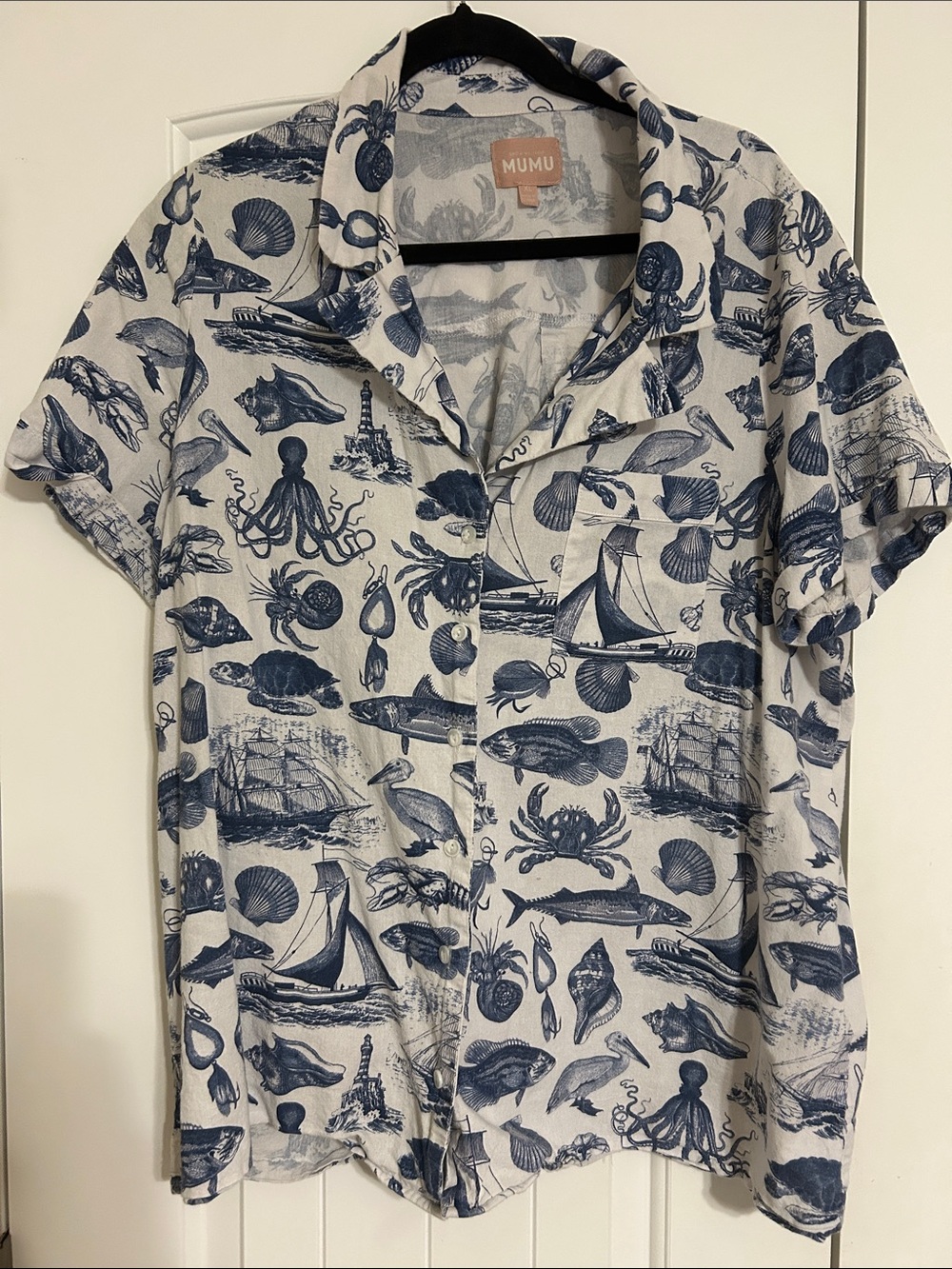 Show Me Your MuMu Shirt and Short Set with Navy Nautical Print